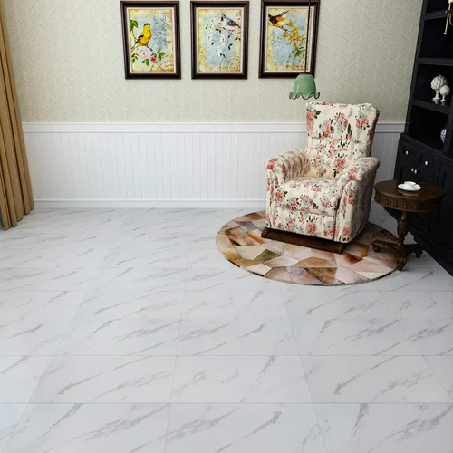 Vista 5 de VEELIKE Azulejos de mármol blanco para despegar y pegar de 12 x 24 pulgadas, suelo de vinilo impermeable para baño, autoadhesivo, extraíble