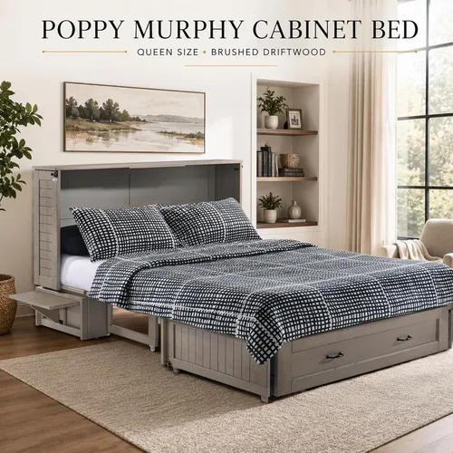Vista 4 de Night & Day Muebles Poppy - Cama de madera flotante cepillada con colchón Murphy, Queen