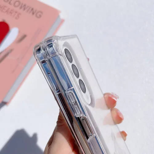 Vista 9 de Funda para Galaxy Z Fold 5, funda protectora de silicona con purpurina láser transparente holográfica con patrón de corazón de amor, delgada, a