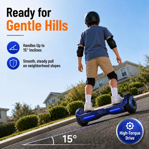 Vista 6 de Hoverstar Hoverboard para niños de 7 a 12 años, luces Bluetooth y LED, 2026 Azul