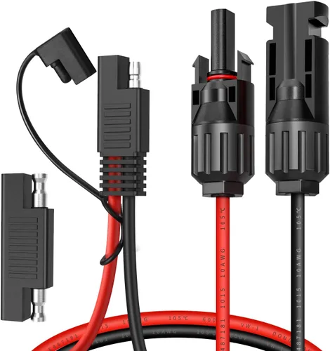 Vista 7 de ELECTOP Cable de conector de panel solar, conector SAE de 10 AWG a conectores solares macho y hembra, cable de extensión fotovoltaica para panel