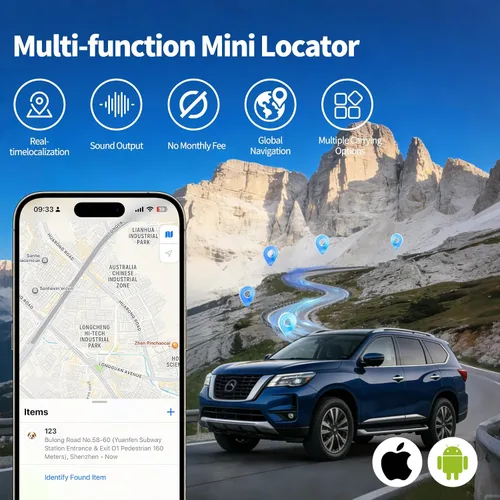 Vista 4 de Mini rastreador GPS portátil para vehículos, seguimiento global, rastreador GPS indetectable, sin tarifa mensual/sin tarjeta SIM, dispositivo