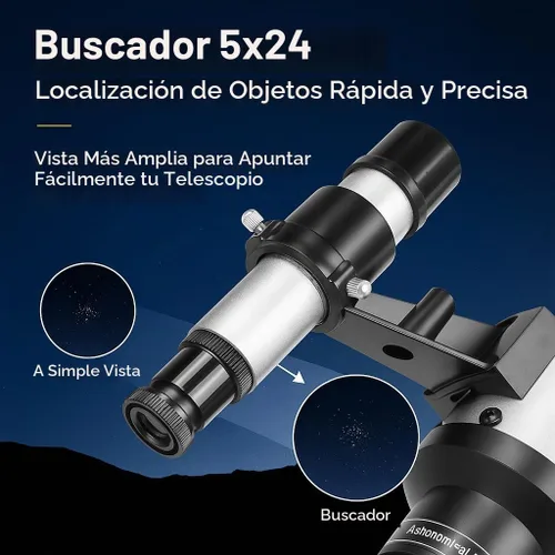 Vista 4 de BARSKA Starwatcher telescopio refractor de 400 x 70 mm con trípode de mesa y funda de transporte