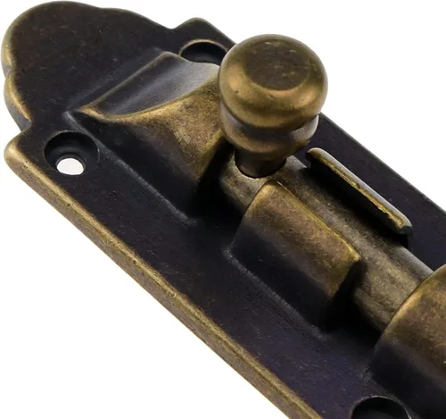 Vista 6 de Bronce latón antiguo barril cerrojo cerrojo 4 pulgadas cerradura deslizante seguridad deslizante con tornillos Hardware