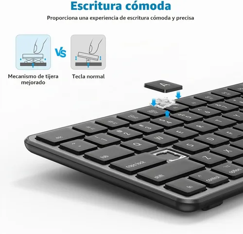 Vista 5 de OMOTON Teclado Bluetooth recargable para Mac, teclado numérico y de tamaño completo