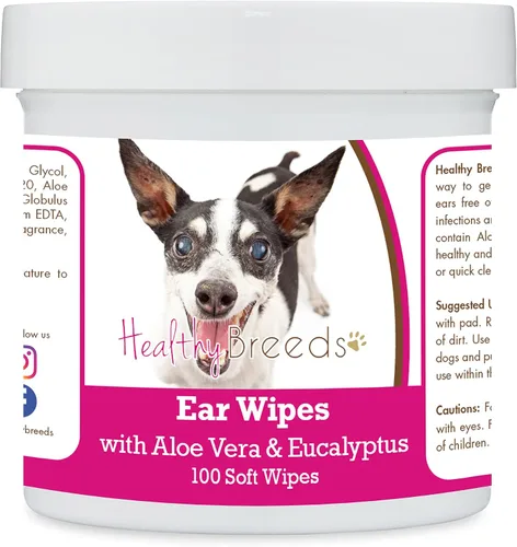 Vista 120 de Healthy Breeds Affenpinscher Toallitas de limpieza de oídos con aloe y eucalipto para perros, 100