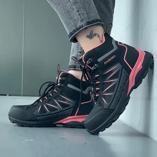 Vista 2 de Blapek Botas de trabajo con punta de acero para mujer, botas de trabajo aisladas, zapatos de punta de acero, botas de construcción cómodas, botas