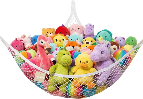 Vista 17 de Lazebox Hamaca de red para animales de peluche para juguetes de peluche, hamaca de animales de peluche de esquina para decoración de habitación