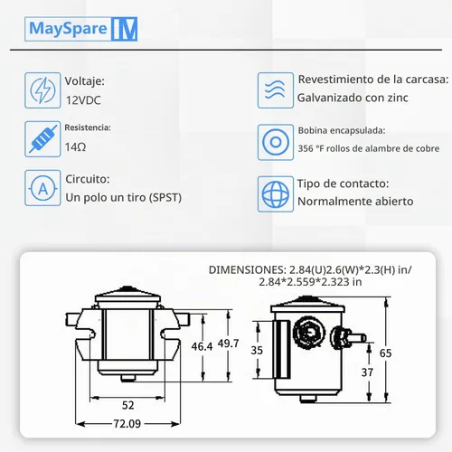 Vista 2 de MaySpare Max Transitorio 200A Trombetta 12V Solenoide Relé 3 Terminal Heavy Duty Winch Marine 24106 SPST 12 Voltios Solenoide