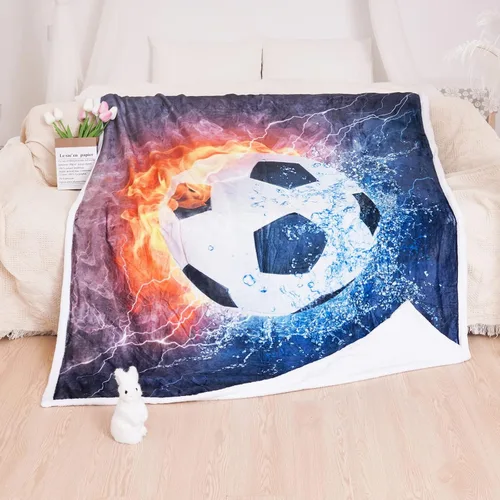 Vista 6 de Manta de fútbol, manta de fútbol, manta de franela suave, manta de fútbol adorable para niños, manta de cama súper suave de franela para sofá