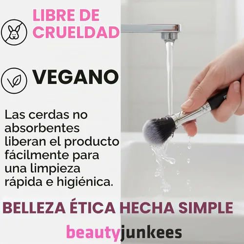 Vista 6 de Beauty Junkees Cepillo corrector para debajo de los ojos, pequeño, suave, esponjoso, cónico, sintético, sin crueldad, vegano, para polvo de fijación