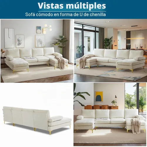 Vista 7 de VINGLI Sofá modular grande en forma de U de 110 pulgadas con diván doble de 51 pulgadas de profundidad para sala de estar, moderno juego de sofá