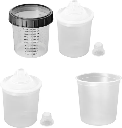 Vista 7 de Kit de tazas y revestimientos para mezclar pintura automotriz, taza desechable para pistola de pintura en aerosol, tapas y adaptadores para filtrar