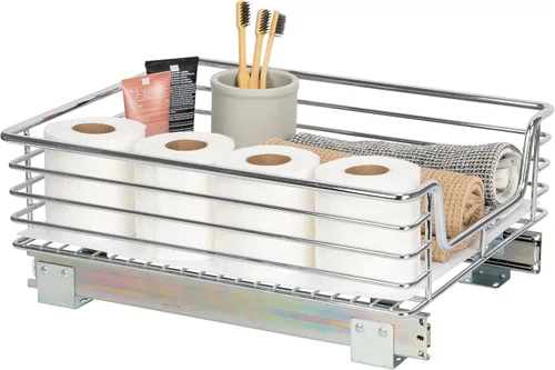 Vista 13 de Household Essentials Glidez - Organizador de almacenamiento multiusos de acero cromado extraíble/deslizante para uso debajo del gabinete - Diseño
