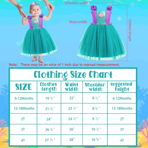 Vista 3 de Mermaid Costumes for Toddler Girls,Mermaid Dress for Kids,Birthday Halloween Party Dress Up Outfits