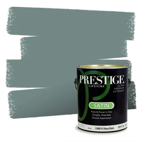 Vista 109 de Prestige Paints - Pintura exterior e imprimación en uno, 1 galón, plano, compatibilidad comparable con el color menta «Whipped Mint» de Behr