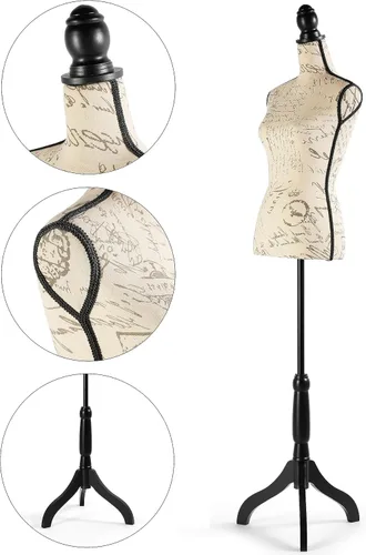 Vista 5 de DRDINGRUI Cuerpo de maniquí femenino de pie, altura ajustable de 52 a 67 pulgadas, forma de vestido pinable con base de trípode para exhibición