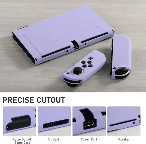 Vista 5 de Funda acoplable para Nintendo Switch OLED modelo 2021, funda protectora de TPU suave para consola Switch OLED con 2 piezas de agarre para pulgar