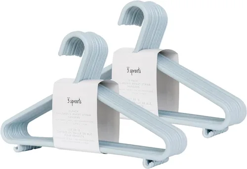 Vista 12 de 3 Sprouts Perchas de Plástico de Paja de Trigo - Paquete de 30 Perchas para Niños Pequeños para Ropa de Niños y Bebés, Abrigos - Ideal para Niñas