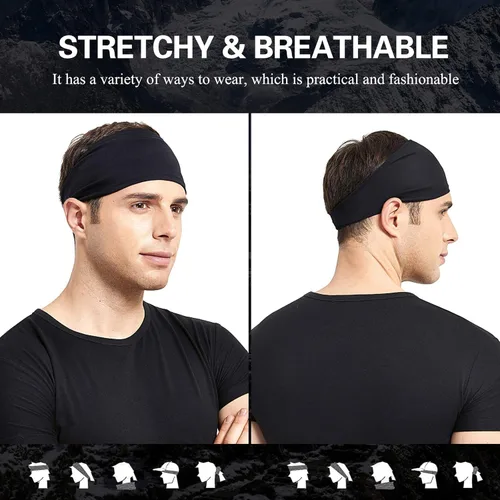 Vista 4 de Diadema deportiva para hombre, 5 unidades, para correr, ciclismo, baloncesto, yoga, entrenamiento de fitness, banda elástica unisex