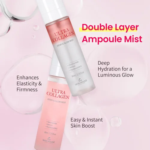 Vista 3 de Ampolla facial Ultra Collagen Ampolla para piel húmeda y radiante – Spray hidratante coreano para el cuidado de la piel con niacinamida y retinol