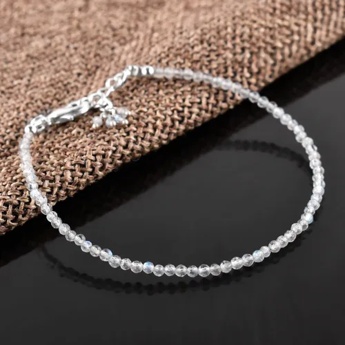 Vista 76 de Natural Gemstone Micro Round Beads Dainty Choker Bangle Bracelet, Handmade Jewelry for Women, Healing Chakra Crystals Silver Plated Chain 8 inch