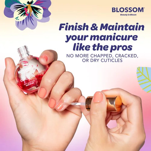 Vista 6 de Blossom Aceite para cutículas hidratante, hidratante, fortalecedor, perfumado, infundido con flores reales, fabricado en Estados Unidos, 0.84 onzas