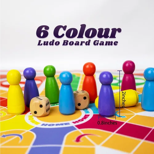 Vista 5 de Juego de mesa Ludo de 20 pulgadas, juego de Ludo para adultos para 2-6 jugadores, juegos de mesa de Ludo y parchís, adecuados para reuniones
