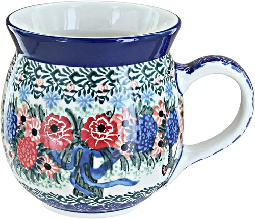 Vista 21 de Blue Rose Polish Pottery - Blue Alyce Bubble Mug - 16 oz - Unique Shape Mug for Coffee & Tea