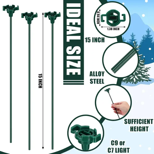 Vista 3 de Gisafai 12 piezas de 15 pulgadas Estacas de luz de Navidad universales para patio, césped, día festivo, para tira de luces C9 o C7, estacas