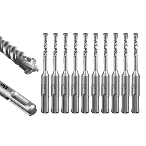 Vista 9 de SALI 10 brocas de martillo giratorio SDS Plus de 1/2 x 6 pulgadas, kit de broca para hormigón, material de carburo de doble rosca de tipo cruzado