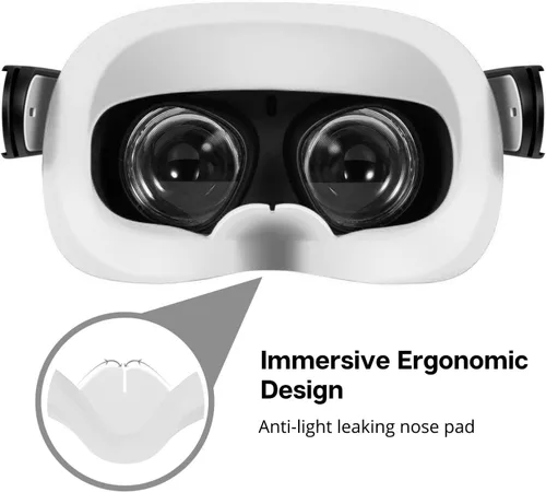 Vista 6 de TNP Silicone Cover Set for Oculus Quest 2 Meta Quest 2 Controller Protector White 3 in 1 Silicone VR Face Cover, Protective Lens Cover, VR Headset