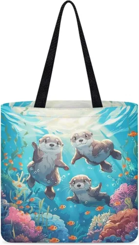 Vista 31 de Bolsa de tela para mujeres y niñas, bolsas de comestibles reutilizables