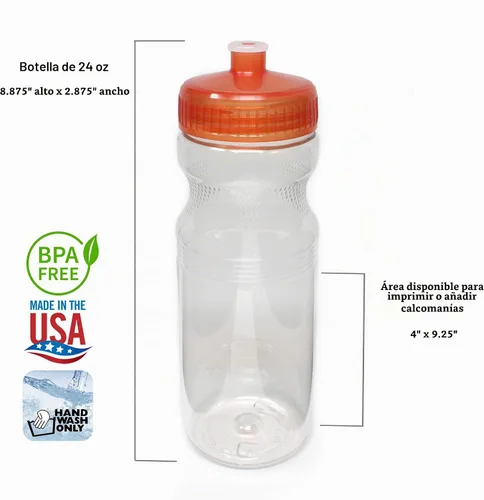 Vista 2 de Rolling Sands Botellas de agua de plástico transparente y arcoíris de 24 onzas sin BPA, juego de 10, fabricadas en Estados Unidos