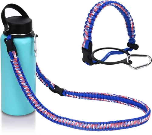Vista 17 de Wongeto - Porta Mango de Cuerda Paracord con Correa de Hombro, Compatible con Botellas de Agua de Boca Ancha Hydro Flask