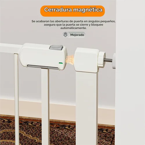 Vista 2 de Puerta magnética para bebés de 29.5 a 40.6 pulgadas para escaleras, puerta de perro montada a presión para interiores, puerta de mascotas de cierre