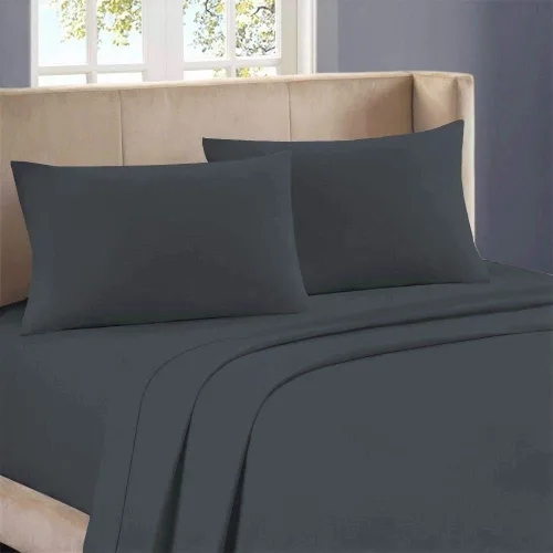 Vista 13 de 1000 hilos 100% algodón egipcio, 4 piezas King Black Solid Sheet Set de sábanas largas de una sola capa, tejido de satén, se adapta a colchones