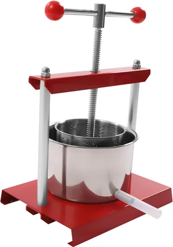 Vista 4 de Prensa de vino de frutas de acero inoxidable 0.8 galones (3L), prensa manual de jugos, quesos de vino, frutas y verduras para jugo, verduras, vino