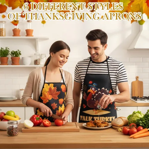 Vista 4 de Suhine 12 delantales de Acción de Gracias, delantales ajustables de pavo para otoño, cosecha, chef, para mujeres, hombres, hornear, cocinar, dar