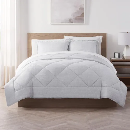 Vista 2 de Serta Juego de edredón reversible de 2 piezas con fundas de almohada para todas las estaciones, tamaño individual/individual XL, microchip