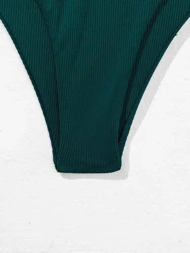 Vista 6 de MakeMeChic Traje de baño de 2 piezas para mujer, tankini de bikini acanalado con lazo lateral