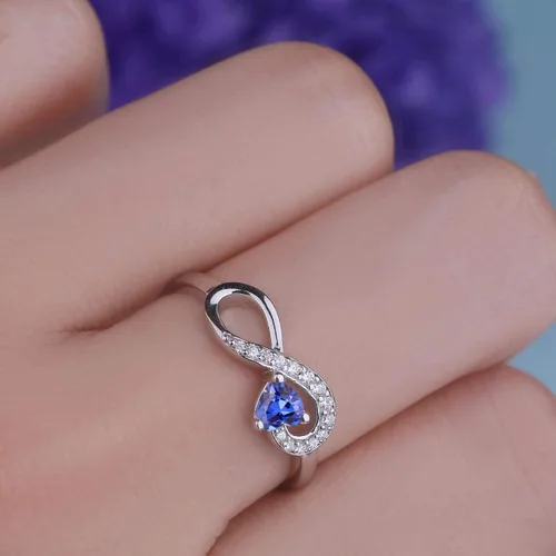 Vista 82 de Anillo Jo Wisdomo de compromiso. de plata esterlina, con corazón e infinito, anillo de amistad, para ella