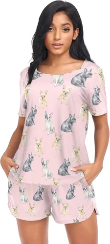 Vista 6 de Ollabaky Conjunto de pijama de perro de animales para mujer, conjunto de pijama de manga corta, conjunto de descanso para mujer Multi 01