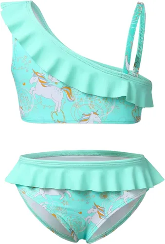 Vista 3 de Phineein Traje de baño tankini de 2 piezas para niñas con estampado de corazón y frutas tropicales