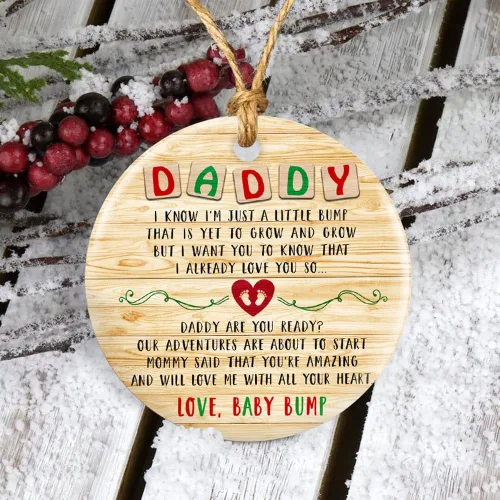 Vista 6 de Adorno de Navidad personalizado para papá esperado 2023 – Adorno de Navidad con ultrasonido de protuberancia – Adorno con texto en inglés «I'll Be