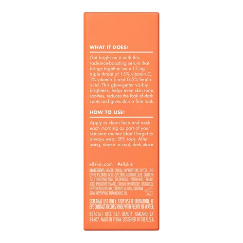 Vista 8 de e.l.f. SKIN Bright Icon Vitamina C + E + suero de ácido ferúlico Mini, suero facial iluminador y calmante, ayuda a uniformar el tono de la piel