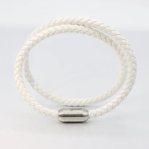 Vista 5 de Pulsera de cuero trenzada con cierre magnético de acero inoxidable para hombre, pulsera de cuero auténtico con cierre magnético