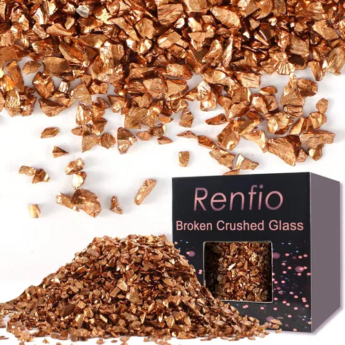 Vista 9 de Renfio Juego de purpurina de vidrio triturado roto de 32 colores, 22.57 onzas, fragmentos de purpurina de 2 a 0.157 in, chips de vidrio metálico