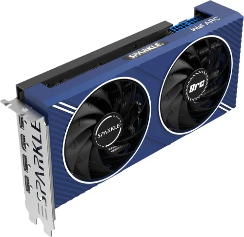 Vista 3 de Sparkle Intel Arc A580 ORC OC Edition, 8 GB GDDR6, ThermalSync, Torn Cooling, ventilador axial, placa trasera de metal, SA580C-8GOC