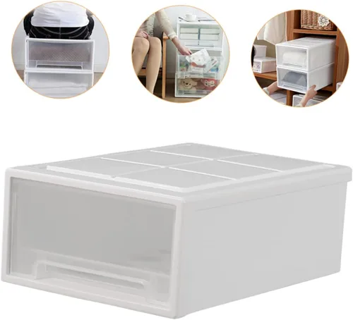 Vista 5 de Zerodeko Cajones de plástico para almacenamiento, cajones de almacenamiento, cajones, contenedor de ropa, apilable, contenedor para el hogar